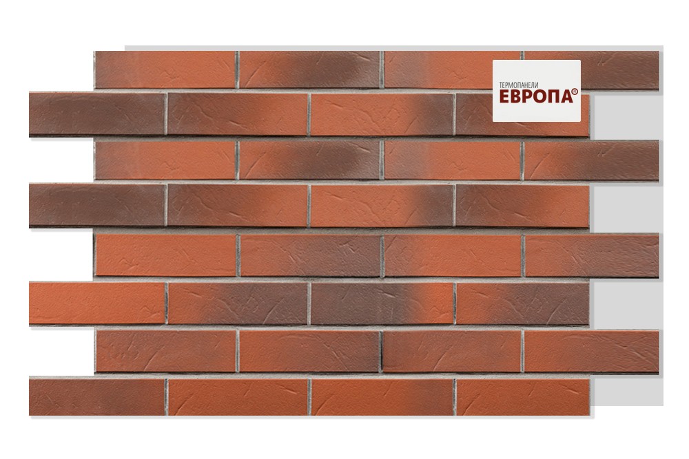 Термопанель рядовая ЕВРОПА ППС с плиткой АВС Rotbunt struktur 1000х650х100мм (0.65м2) купить в Санкт-Петербурге