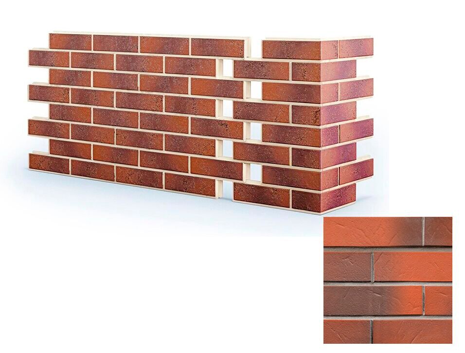 Термопанель угловая ЕВРОПА ППС с плиткой АВС Rotbunt struktur 650х245х265х60мм купить в Санкт-Петербурге