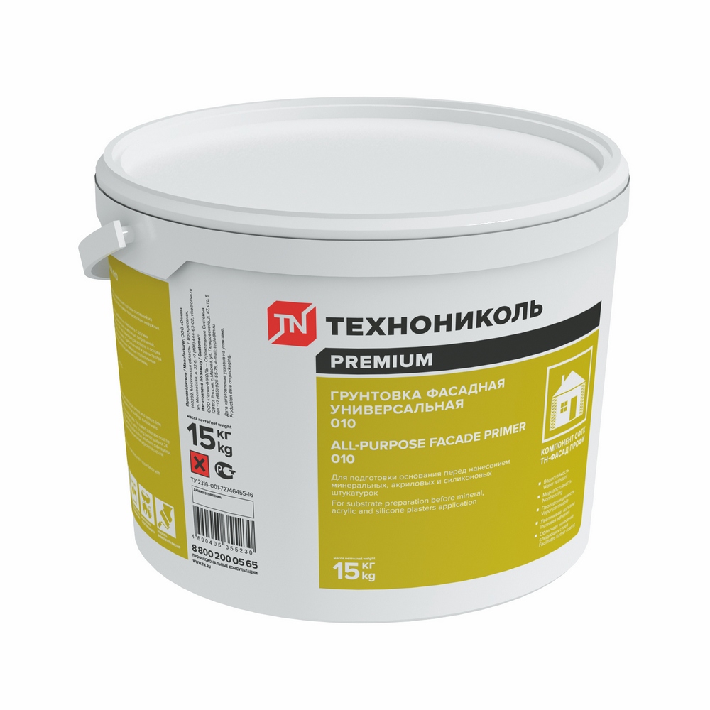 ТЕХНОНИКОЛЬ 010 15кг Грунтовка фасадная универсальная белый купить в Санкт-Петербурге
