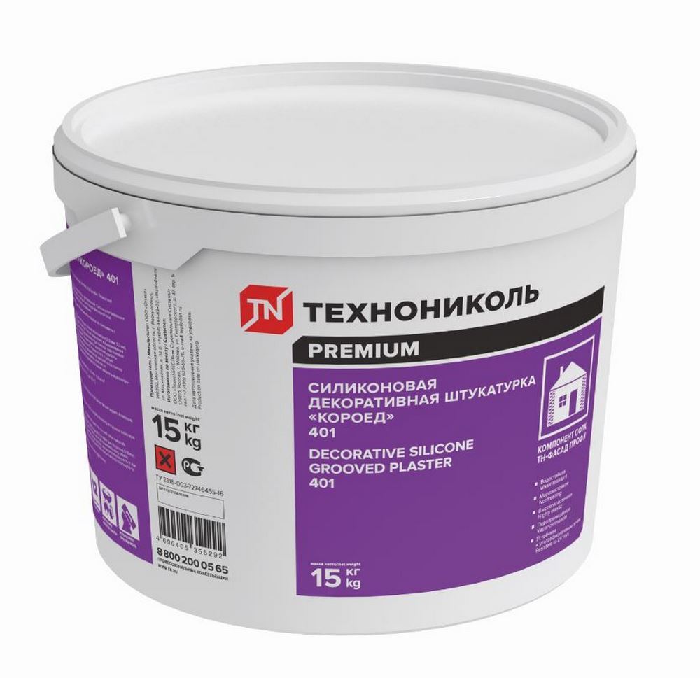 ТЕХНОНИКОЛЬ 401 15кг Штукатурка декоративная силиконовая "короед" 2мм группа 3 купить в Санкт-Петербурге