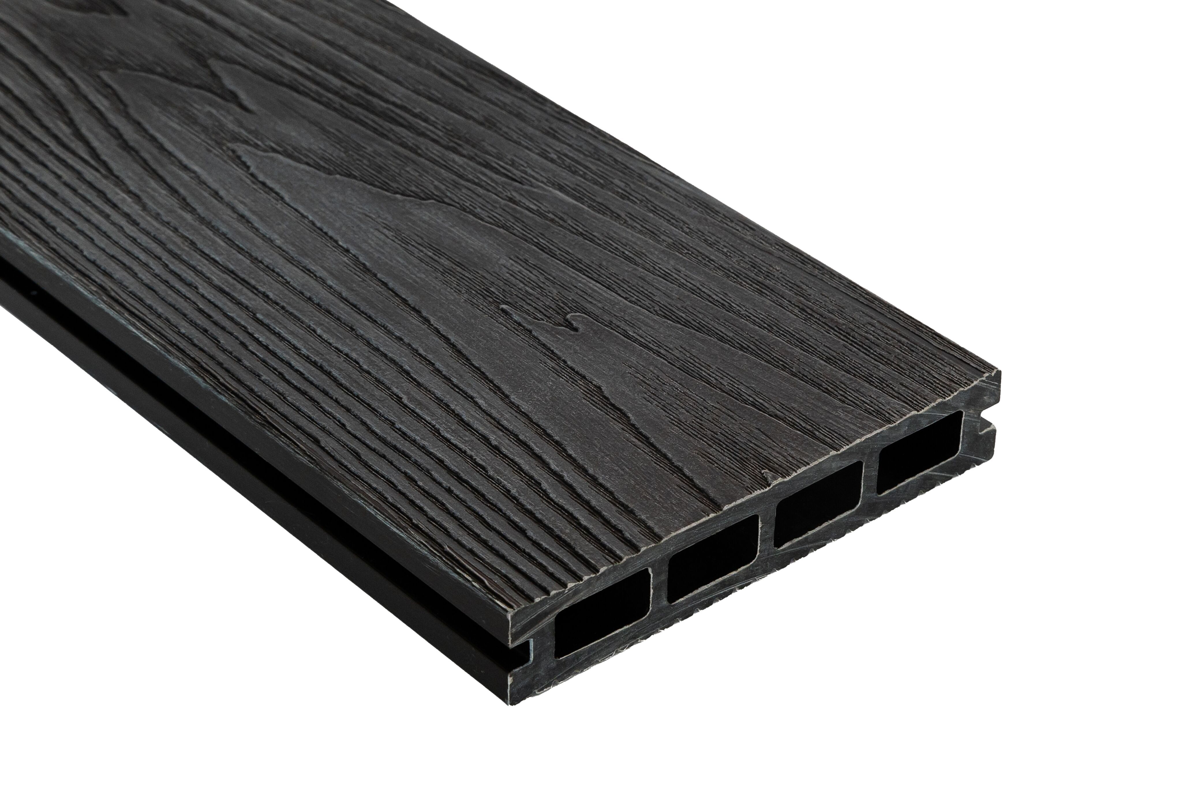 Доска террасная МПК пустотелая с пазом брашир с тиснением графит 150х18х3000мм Мастодек купить в Санкт-Петербурге