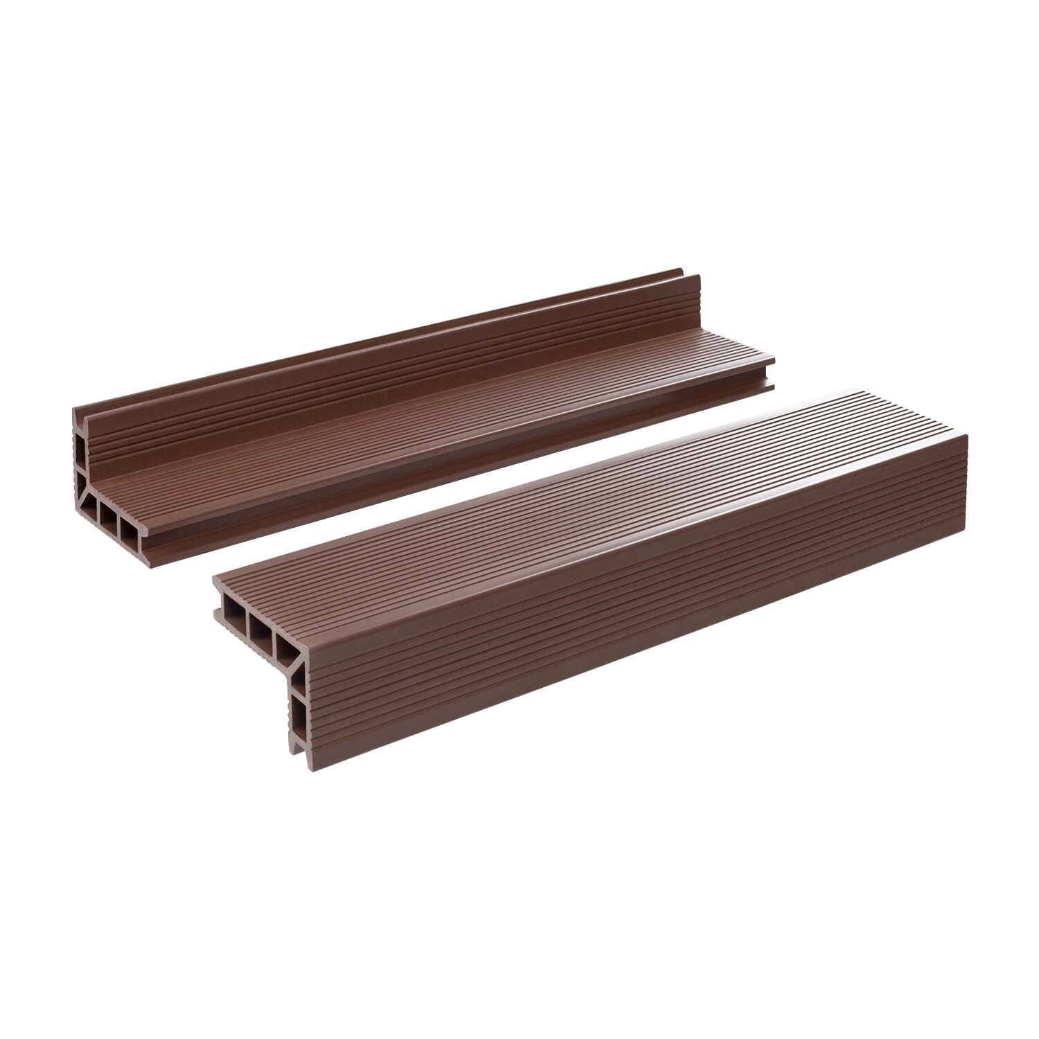 Угловой элемент универсальный GRINDERDECO, ДПК, для окантовки периметра и лестниц, подходит для доски 25мм, двухсторонняя обработка глянцевая,105х65х3000мм купить в Санкт-Петербурге