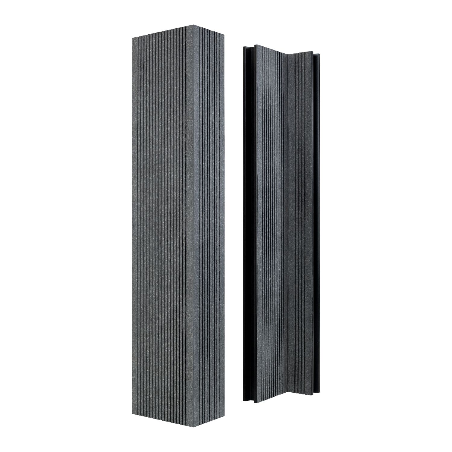 Угловой элемент универсальный GRINDERDECO, ДПК, для окантовки периметра и лестниц, подходит для доски 25мм, двухсторонняя обработка шлифованный мелкий вельвет, 105х65х3000мм купить в Санкт-Петербурге