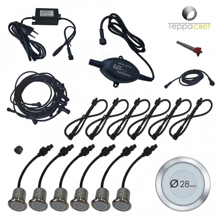 Комплект LED светильников для пола ТЕРРАсвет Орион F103 сталь теплый 3000К купить в Санкт-Петербурге