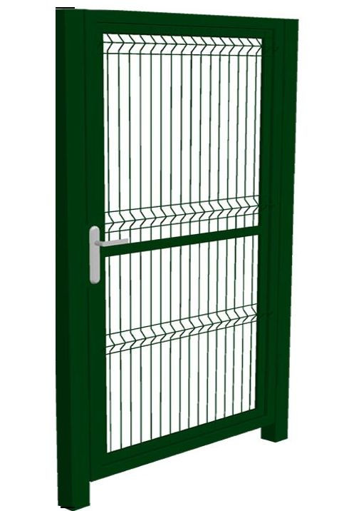 Калитка панель 3D профильная труба 50х50 Ш-1000мм В-1900мм со столбами 80х80х2000 замок открытие наружу правая ППК RAL 6005 купить в Санкт-Петербурге