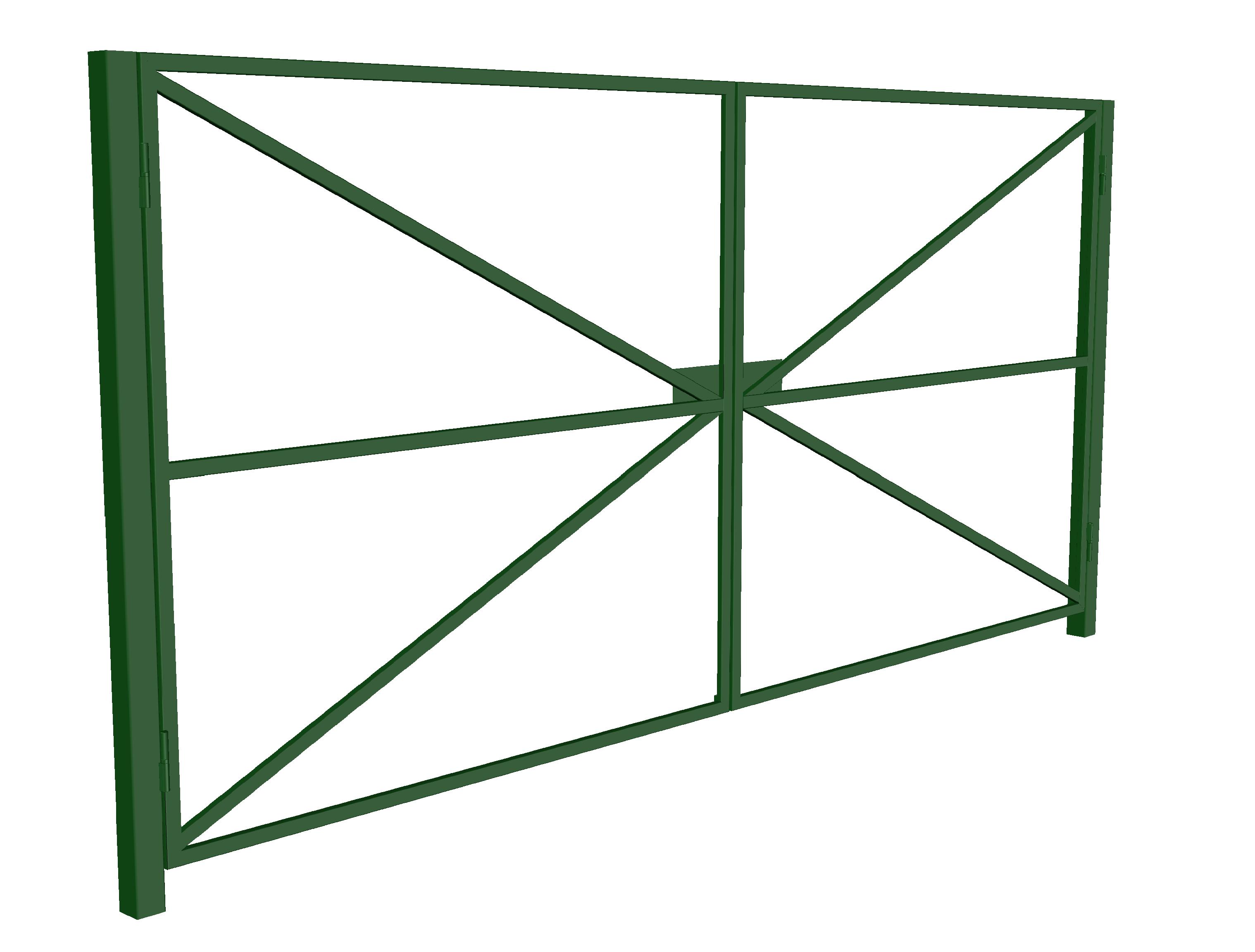 Ворота распашные без наполнения труба проф. 40х20 мм Ш-4000мм В-1900мм со столбами 80х80х3000мм открытие наружу цинко-полимерное покрытие купить в Санкт-Петербурге
