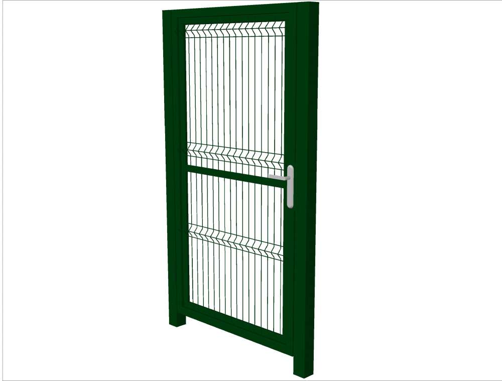 Калитка панель 3D профильная труба 40х40 Ш-1000мм В-1900мм с 2 столбами 60х60х3000 замок открытие наружу правое ППК RAL 6005 зеленая купить в Санкт-Петербурге