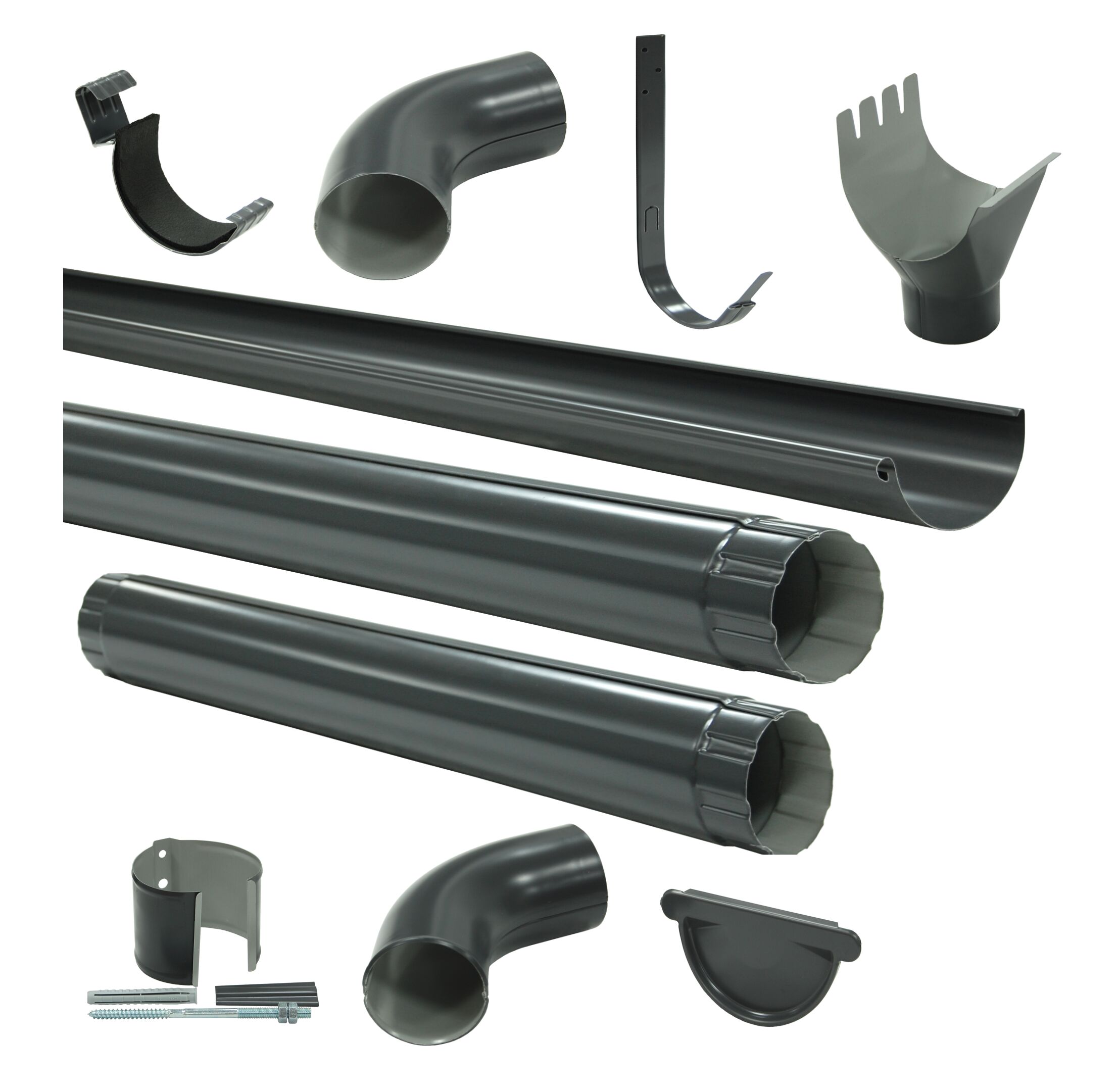 Комплект водостока D125/90 темно-серый (7024) 6м/3м GrandLine ПЭ купить в Санкт-Петербурге