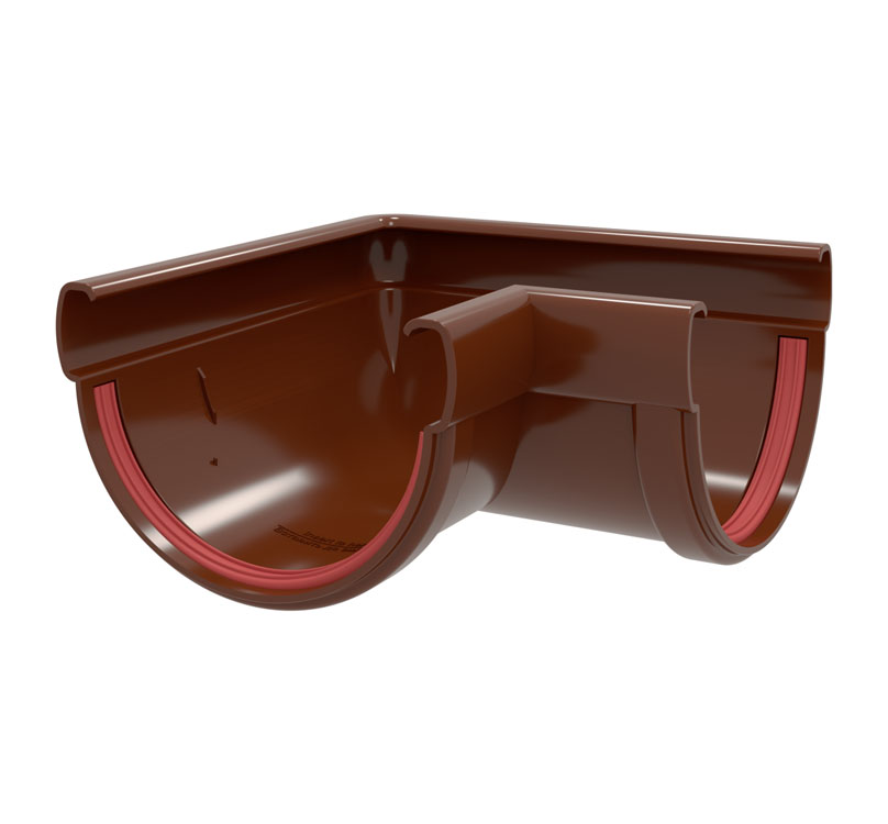 Угол желоба универсальный 90° D120 шоколадный (8017) ПВХ GrandLine Классика купить в Санкт-Петербурге