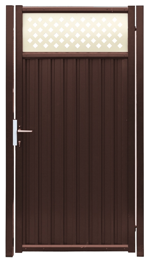 Калитка Estet Plus 2400х1000мм 8017/1014 коричневый Grand Line купить в Санкт-Петербурге