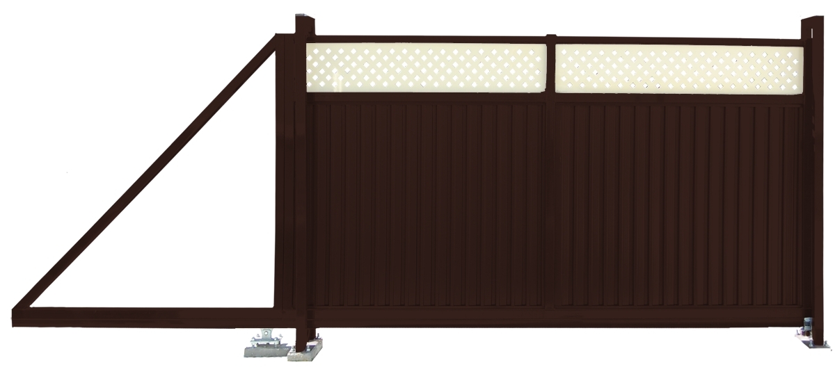 Ворота откатные Estet Plus 2400х4500мм 8017/1014 коричневый Grand Line купить в Санкт-Петербурге