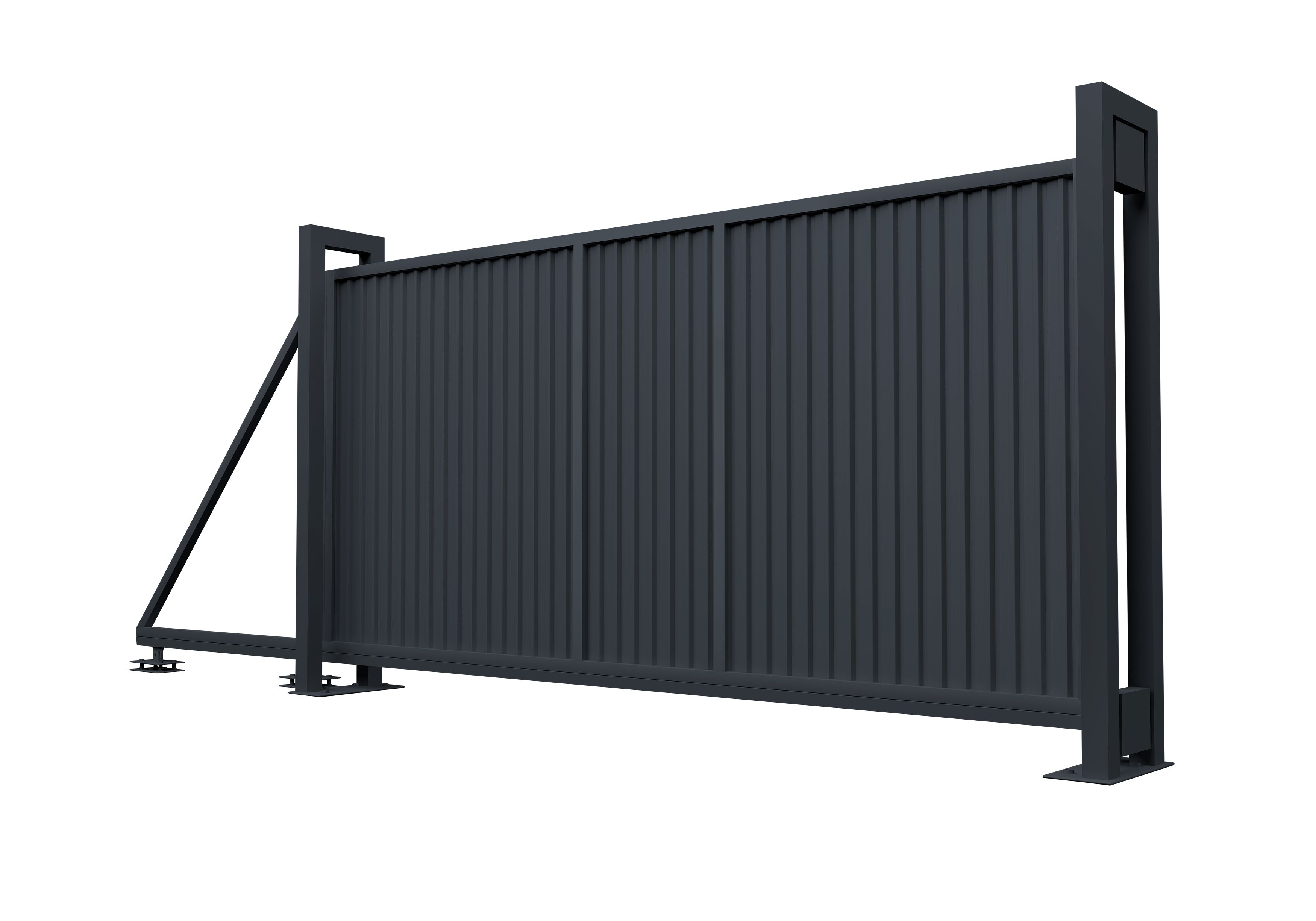 Ворота откатные Estet 2000х4500мм 7024 темно-серый Grand Line купить в Санкт-Петербурге