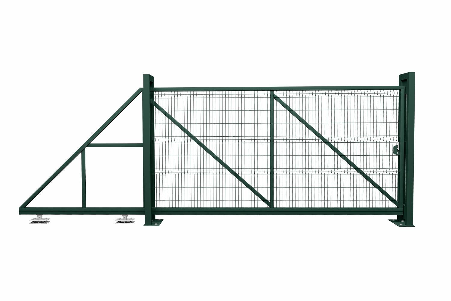 Ворота откатные вправо Profi 2030х6000мм 6005 темно-зеленый Grand Line купить в Санкт-Петербурге