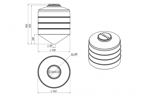Емкость ФМ 500 л с крышкой с дыхательным клапаном Новинка купить в Санкт-Петербурге