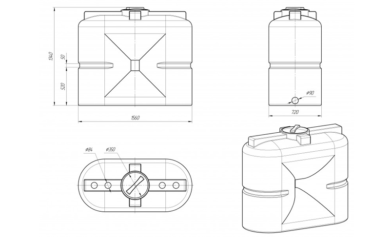 Емкость S 1000 с дыхательным клапаном купить в Санкт-Петербурге