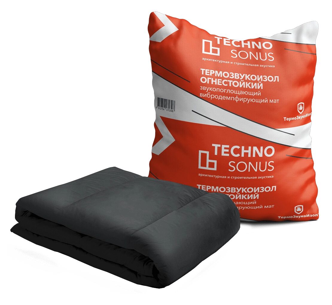 Мат для звукоизоляции ТермоЗвукоИзол Огнестойкий черный 13мм, 5х1.5м (7.5м2) купить в Санкт-Петербурге